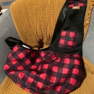 Plaid Sling Bag - Red and Black